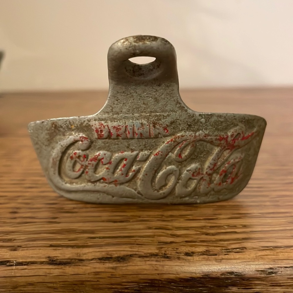 Coke Bottle Opener Wall Mount Vintage Silver with Coke‎ Logo